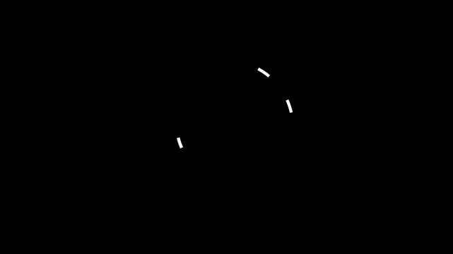Circle loading animation on black background, circle blast animation, loding pixelated progress animation, loading icon with white spins circles.