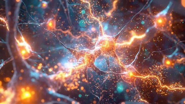Abstract illustration of glowing neurons and neural connections in the brain