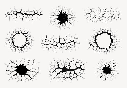 Cracked Textures Vector Element Design Set