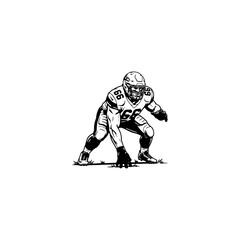 Fototapeta premium American Football Player Lineman Vector Illustration in Stance for Sports Team Branding and Athletic Action Design