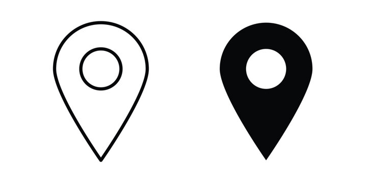 Map marker icon on white background.