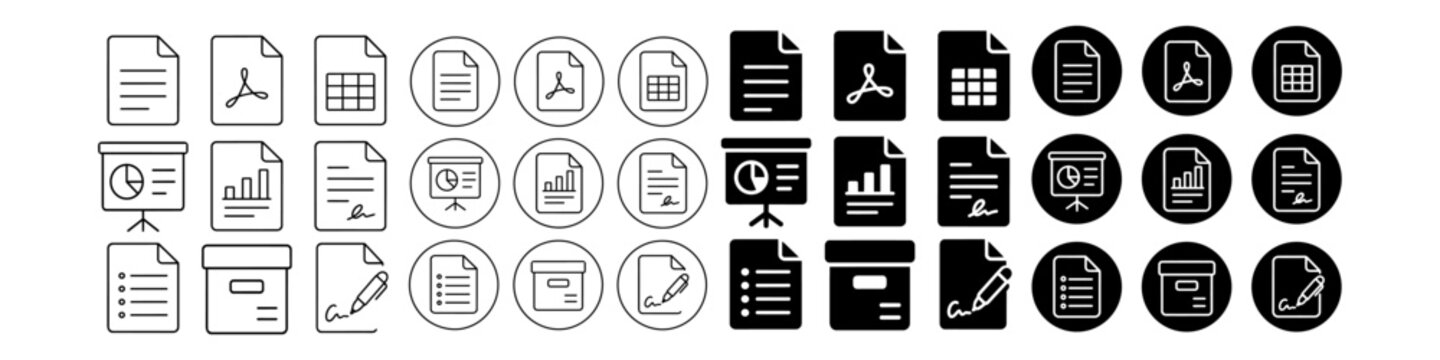 Document file office icons for productivity workflow and organization