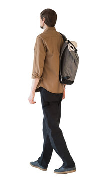 Full length portrait of a young man walking isolated transparent PNG, casual businessman full body photo with white transparent background precisely cut out with clipping path.