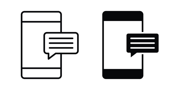 Mobile message notification icon on white background.