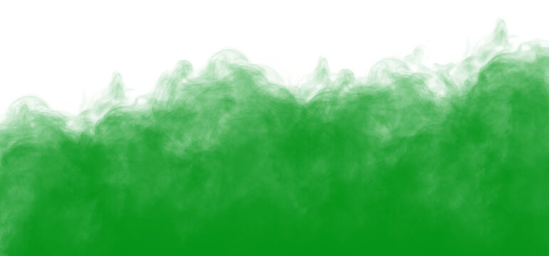 Soft green smoke plumes rising upwards in this artistic studio photograph captured to be presented as a layer on transparent background