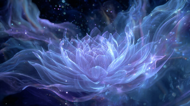 Lotus Flower in Space, Abstract Illustration