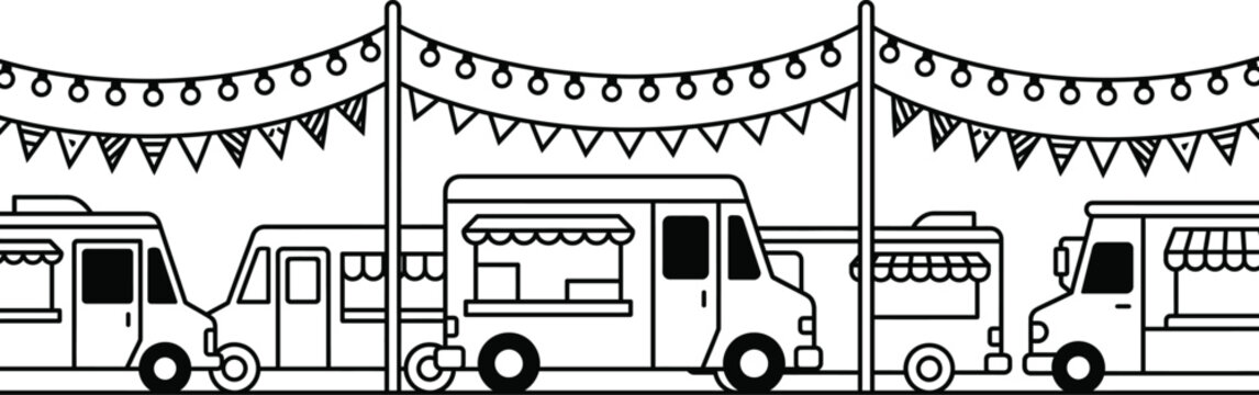 Food trucks with festive bunting Vector