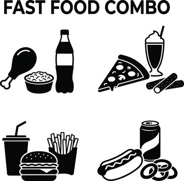Fast food combo vector pack Vector