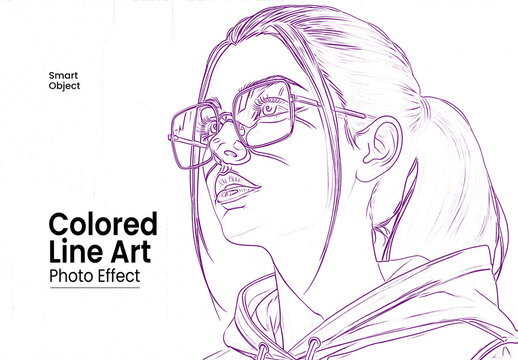 Colored Line Art Photo Effect Smart Object