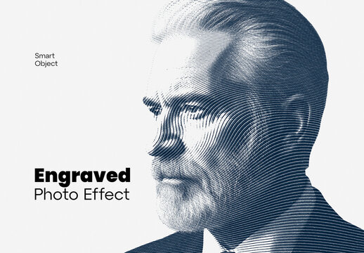 Vintage Engraved Line Art Photo Effect Template