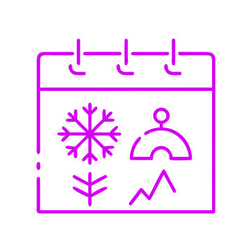 Winter calendar page with weather symbols, cold season forecasting.
