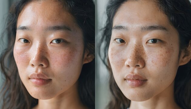 Uneven Skin Tone with Pigmentation Macro Shot Realistic Skin Texture Dermatology Concept