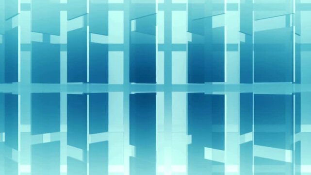 Abstract background motion of translucent blue square tiles rotating slowly in digital space creating seamless looping visual effect for modern presentation.