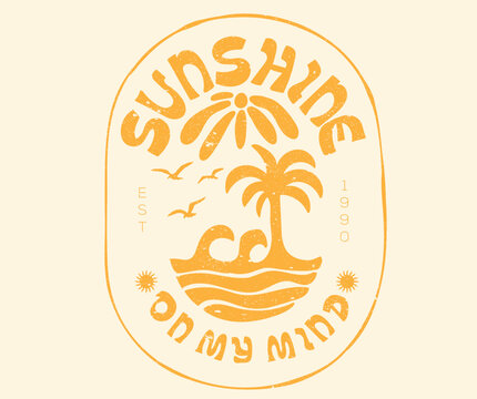 Sunshine vibes design. Soul full of sunshine. Palm beach vibes artwork. Summer good vibes vector graphic design for apparel, stickers, posters, background and others.