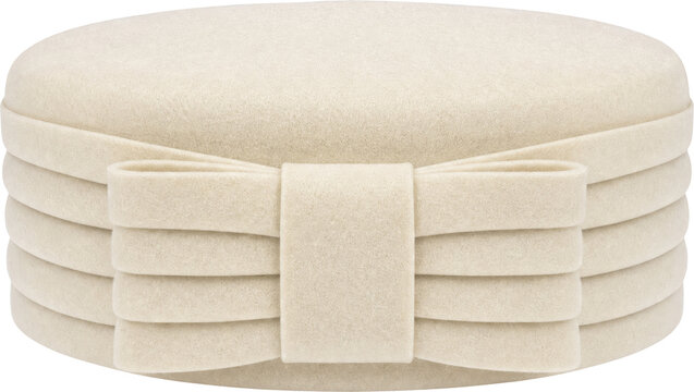 Elegant cream pillbox hat with bow isolated on transparent background