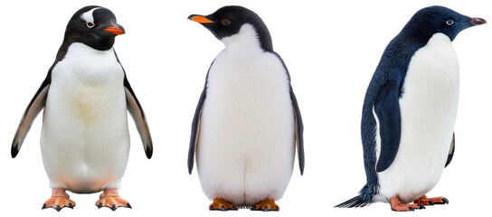 Three penguins isolated on transparent background © Feroz Qazi