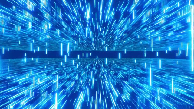 Abstract blue technology background matrix , Vertical computer matrix code. Animation digital background