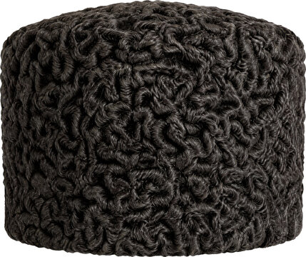 Black Karakul Astrakhan fur hat isolated on transparent background