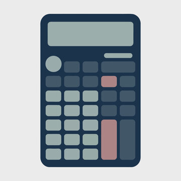 Gray digital calculator on white background for financial calculations