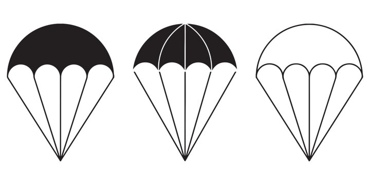 Drone Delivery and Logistics Icon Set &ndash; Parachute Shipping, Cloud Download and Location Marker Vector SymbolsWeb