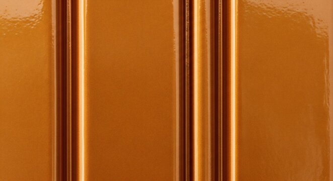 Close-up of a glossy lacquered wooden panel with vertical grooves.