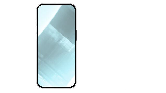 Transparent glass frame in the form of a telephone with soft reflections and realistic glare glass isolated on transparent background.