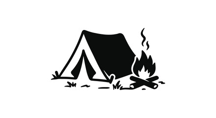 tent and campfire silhouette on white background © Taylor