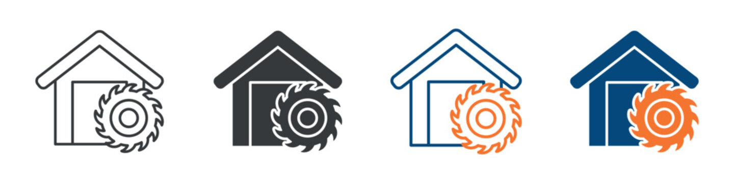 Sawmill Icon Set Multiple Style Collection
