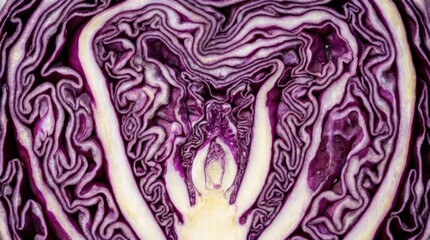 Obraz premium Abstract Macro Texture of Red Cabbage Cross Section
