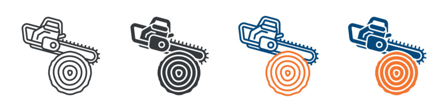 Wood Cutting Icon Set Multiple Style Collection