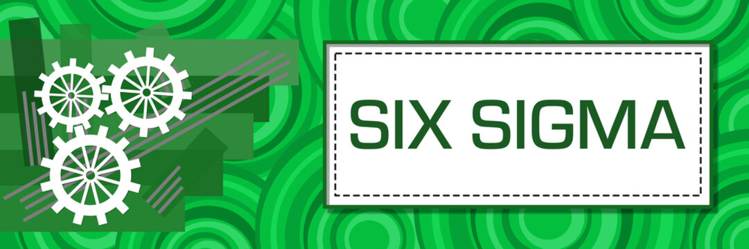 Six Sigma Gears Green Circular Texture Boxes White Text 