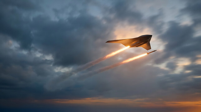 High-speed stealth fighter jet soaring through dramatic stormy clouds.