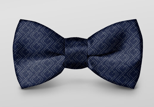 Elegant Navy Patterned Bow Tie Mockup PSD
