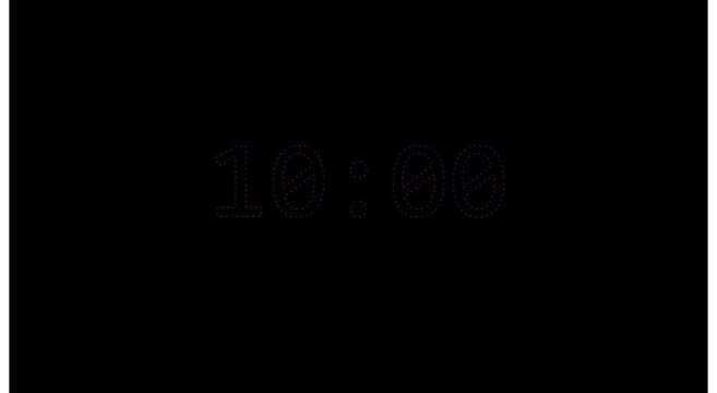 Digital countdown timer 10:00 minutes clock display for animation
