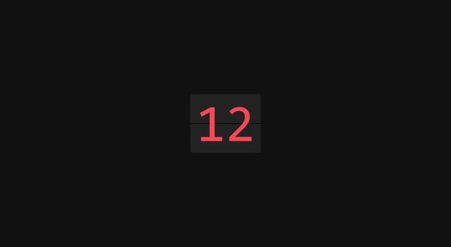 Digital countdown timer display with flipping numbers for event animation
