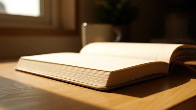 Open Notebook Pages Moving in Soft Wind Near Bright Window