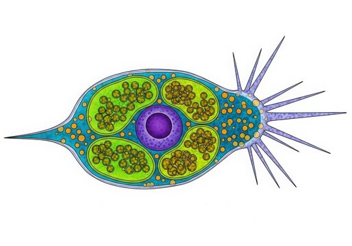Detailed illustration of a paramecium microorganism