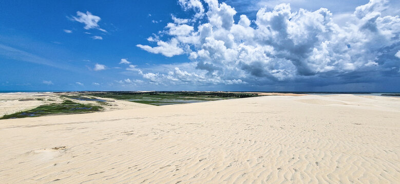 Buggy tour in the lagoon on the Funil Dune, Tatajuba Beach at Camocim, Jericoacoara, Ceara in Brazil
