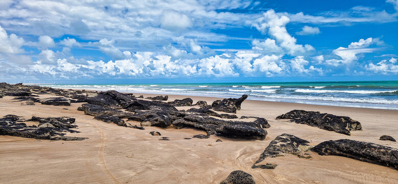 Canoa Quebrada Beach at Aracati in Ceara Brazil. Bay Coastline. Coast Travel. Vacations Landscape