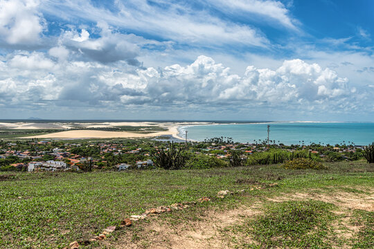 Serrote de Jericoacoara trail along the coast and beaches from Jericoacoara to Pedra Furada in Ceara State of Brazil