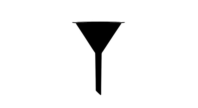 Black funnel shape with long thin stem on white background for design and illustration