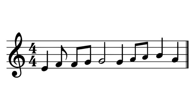 Musical notes staff with treble clef and eighth notes symbol for rhythm, melody, music lessons, and sheet notation
