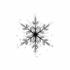 Fototapeta premium Winter snowflake vector illustration with intricate geometric design and fine line details. Minimalist holiday snowflake pattern for festive graphic design.