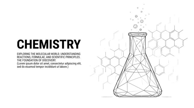 Chemistry flask with science abstract background, science and technolo