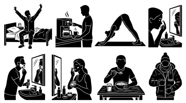 Daily life and morning routine icons.