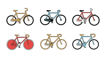 Fototapeta premium Bicycle Line art vector set clean shapes illustration