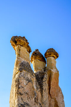 Detail of fairy chimneys in Monks Valley, Cappadocia, Turkey 
