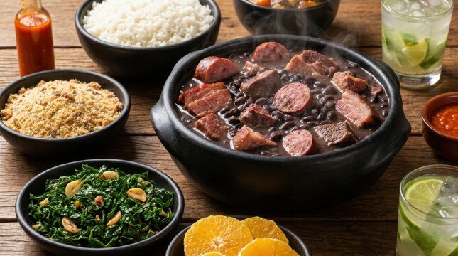 Brazilian Black Bean Stew Feijoada in Clay Pot