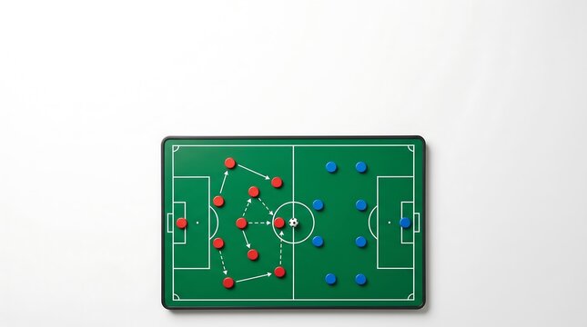 Soccer Tactic Board for Game Strategy on White Background