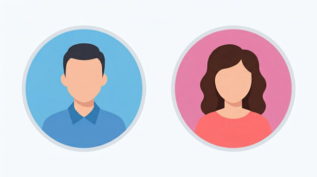 Male and Female User Profile Icons Representing People.
